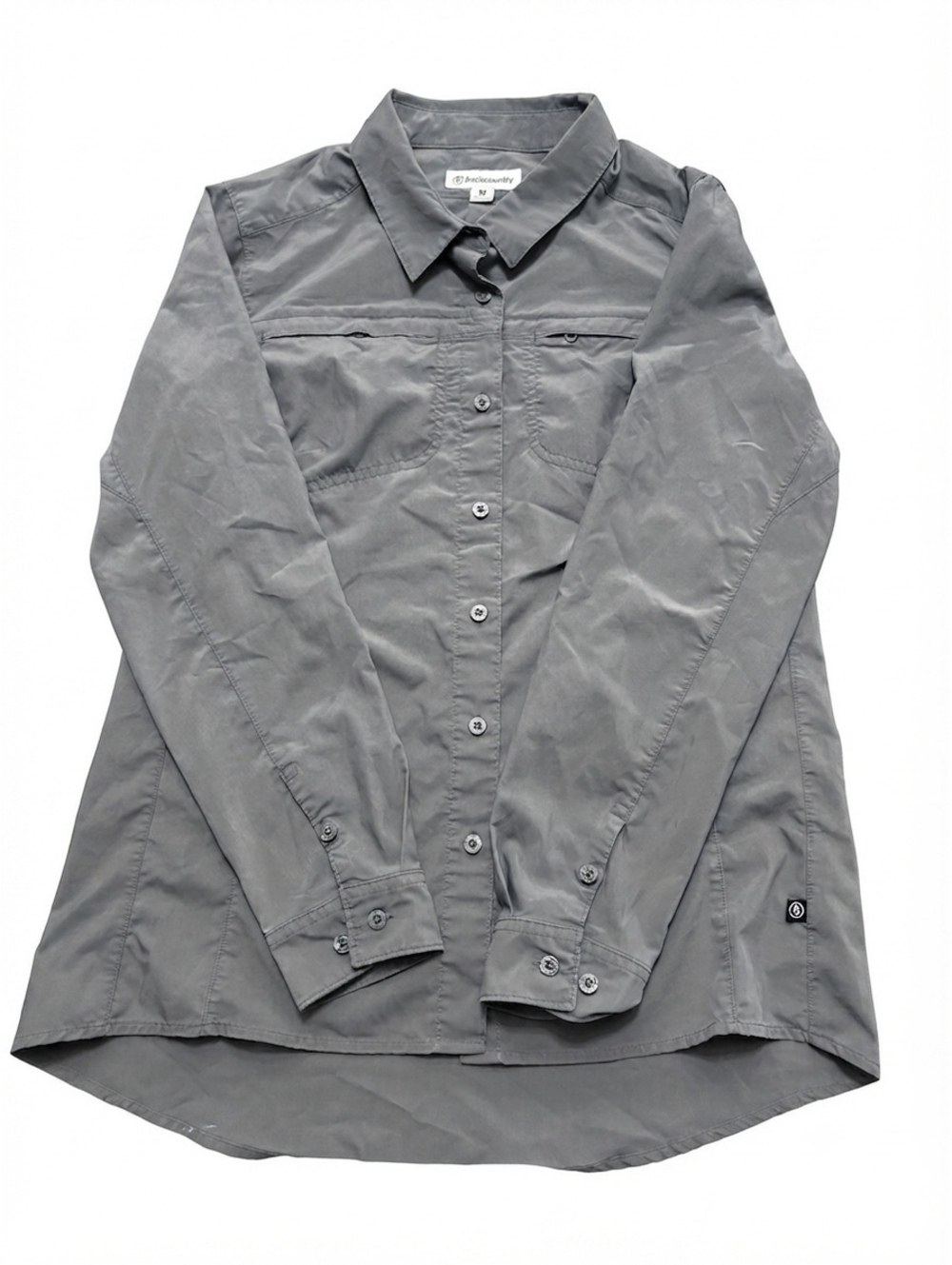 Backcountry Women's Long Sleeve Button-Up Shirt Size Medium Gray Hiking Travel